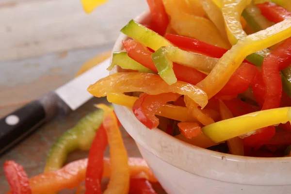 sliced julienne mixed bell peppers