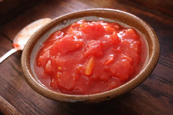 Tomates Prunes Conserve Hachées — Photo