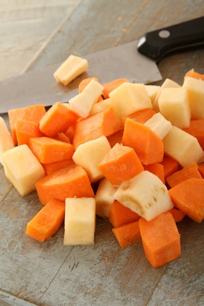Chopped Carrot Swede Turnip — Stock Photo, Image