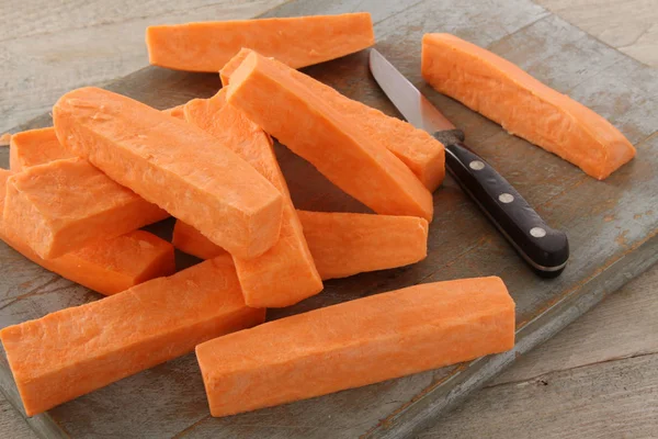 Preparing Fresh Carrots Table — Stock Photo, Image