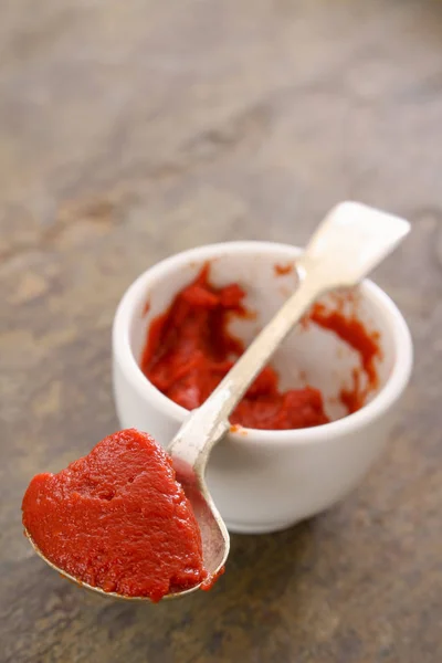 Pasta Purê Tomate Colher — Fotografia de Stock