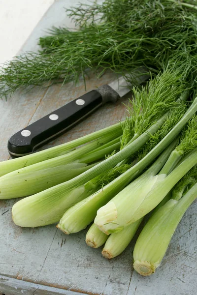 Preparar Hinojo Para Bebés Sobre Mesa — Foto de Stock