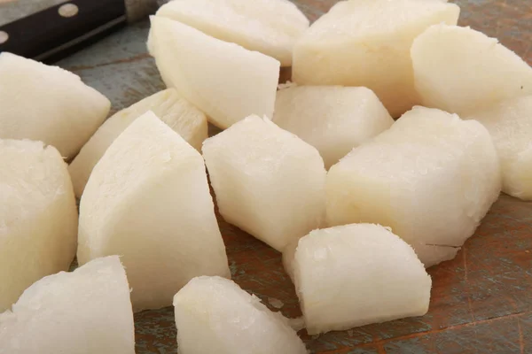 Preparing Fresh Turnip Table — Stock Photo, Image