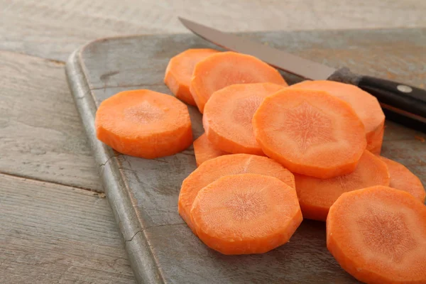 Preparing Fresh Sliced Carrots — Stock Photo, Image