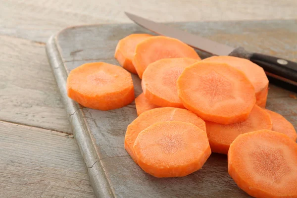 Preparing Fresh Sliced Carrots — Stock Photo, Image