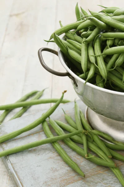 Preparação Feijão Verde Fino — Fotografia de Stock