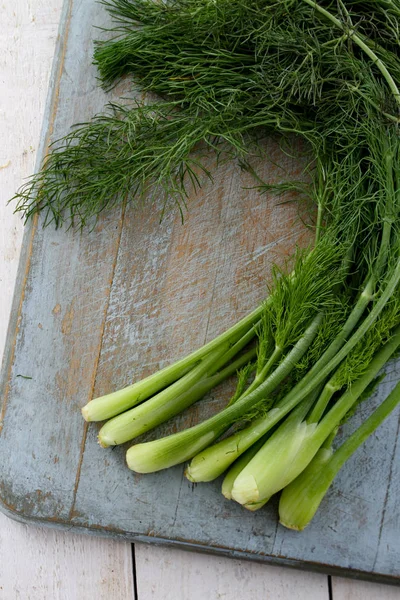 Preparing Baby Fennel Table — Stock Photo, Image