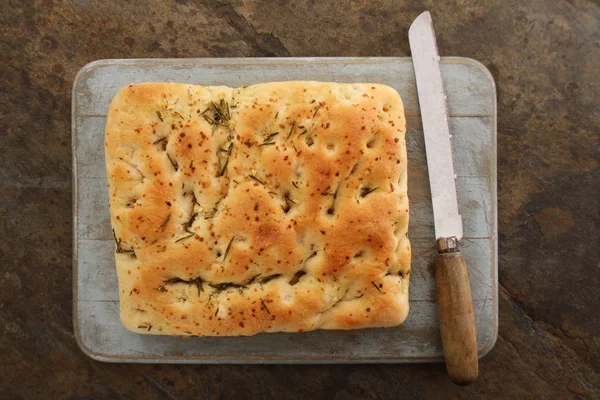 Pain Focaccia Frais Cuit Four — Photo