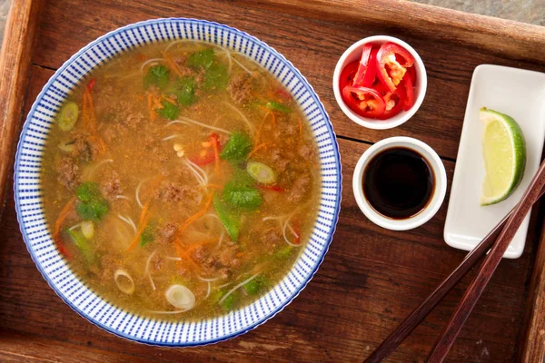 Caldo Fideos Suma Yuk Chino Tradicional — Foto de Stock