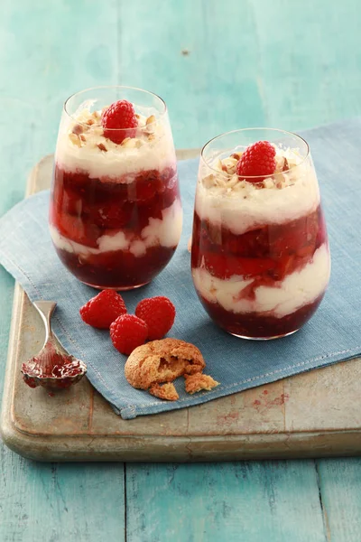 Frambozen Fruit Dessert Trifle — Stockfoto