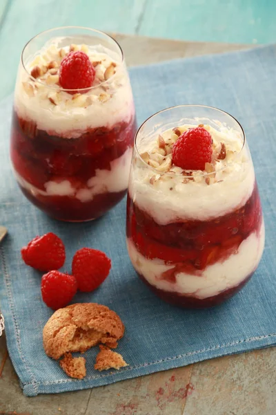 Frambozen Fruit Dessert Trifle — Stockfoto