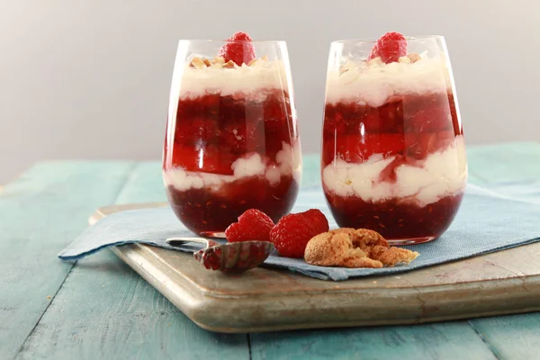 Frambozen Fruit Dessert Trifle — Stockfoto