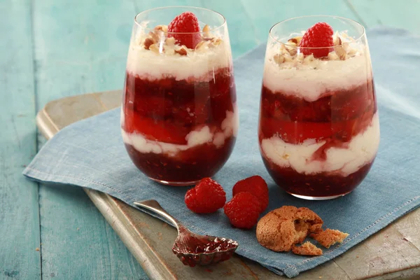 Frambozen Fruit Dessert Trifle — Stockfoto