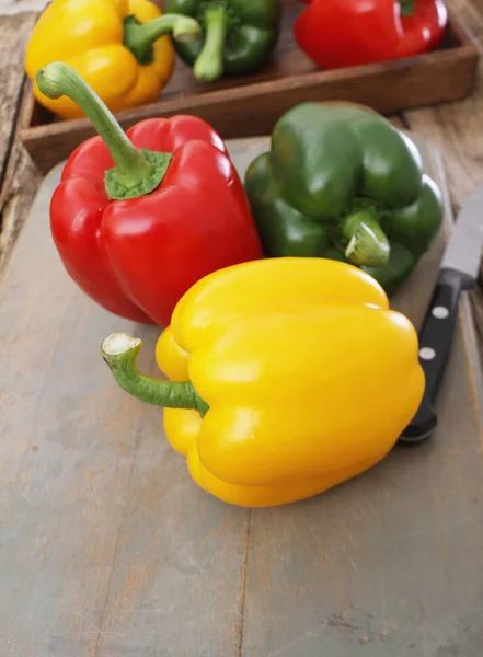 preparing fresh peppers on the table