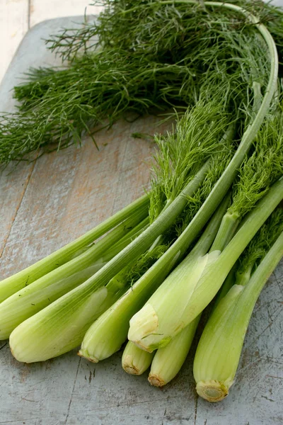 Preparing Baby Fennel Table — Stock Photo, Image