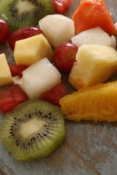 Preparação Salada Frutas Saudáveis — Fotografia de Stock