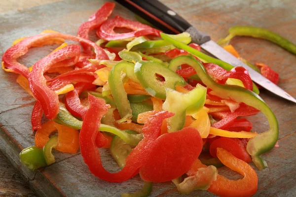 Bereiden Van Verse Pepers Tafel — Stockfoto