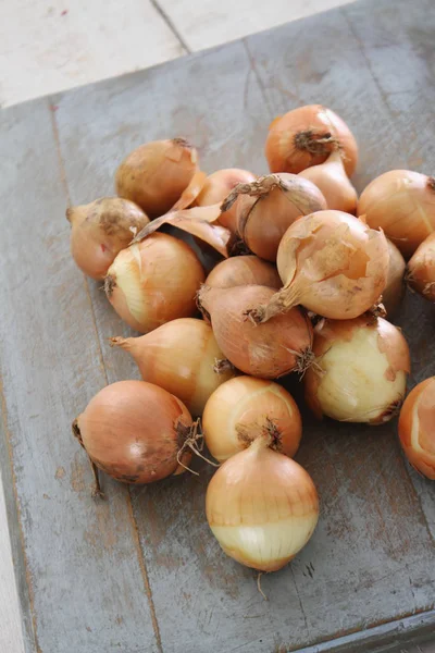 Preparing Raw Healthy Onions — Stock Photo, Image