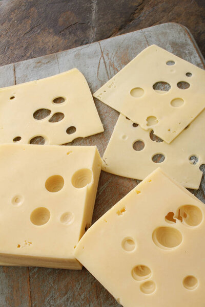 sliced tasty cheese portions