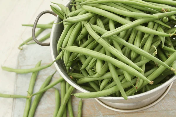 Preparação Feijão Verde Fino — Fotografia de Stock