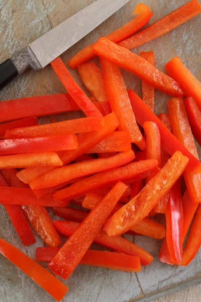 Förbereda Färska Paprika Bordet — Stockfoto