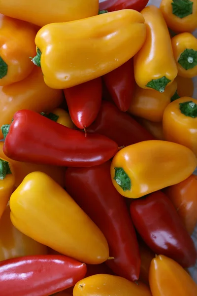 Preparação Pimentos Frescos Mesa — Fotografia de Stock