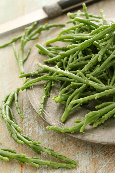 Prepararea Samphire Proaspăt Masă — Fotografie, imagine de stoc