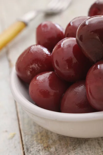 Tinned Red Cherries Bowl — Stock Photo, Image