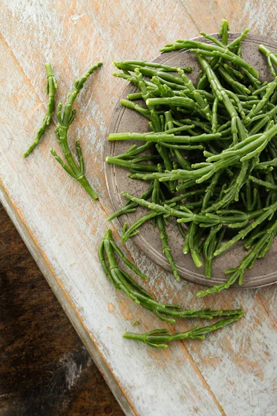 Prepararea Samphire Proaspăt Masă — Fotografie, imagine de stoc