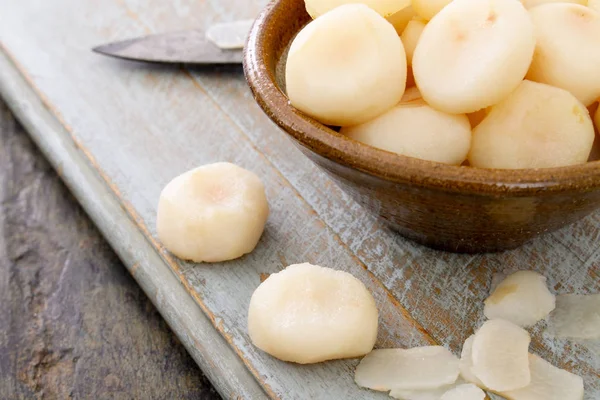 Peeled Water Chestnuts Bowl — Stock Photo, Image