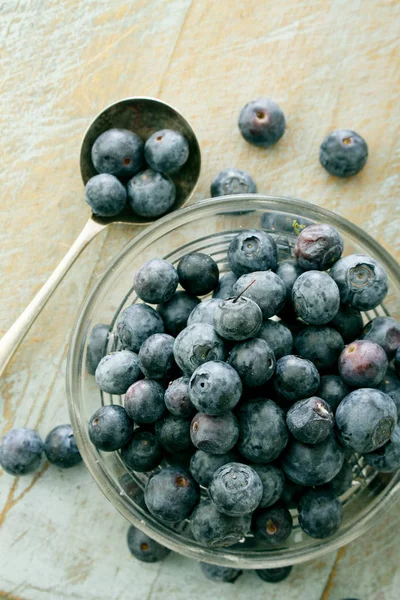 Zubereitung Frischer Gesunder Blaubeeren — Stockfoto