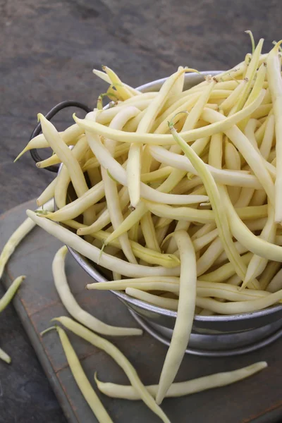 Zubereitung Frischer Weißer Spargelbohnen — Stockfoto