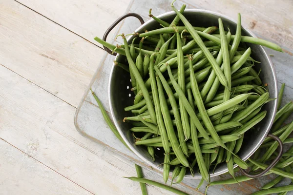 Voorbereiding Van Fijne Groene Boontjes — Stockfoto