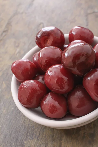 Tinned Red Cherries Bowl — Stock Photo, Image