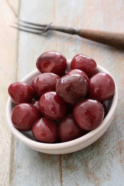 Tinned Red Cherries Bowl — Stock Photo, Image