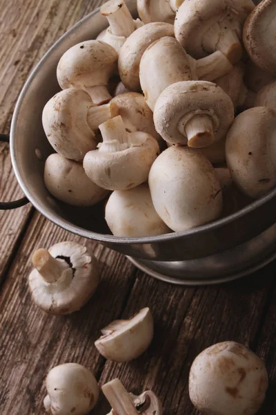 Fresh Uncooked Mushrooms Table — Stock Photo, Image