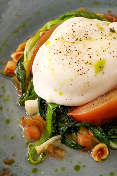 Vergulde Burrata Kaas Voorgerecht — Stockfoto