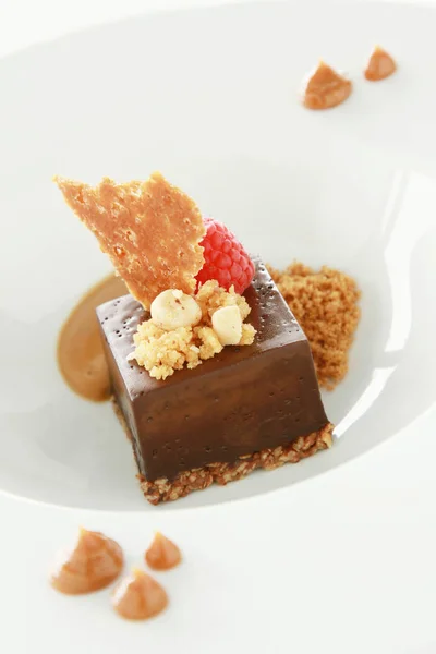 Guldpläterade Välsmakande Choklad Dessert — Stockfoto