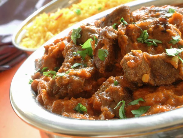 Plattierte Traditionelle Indische Currymahlzeit — Stockfoto