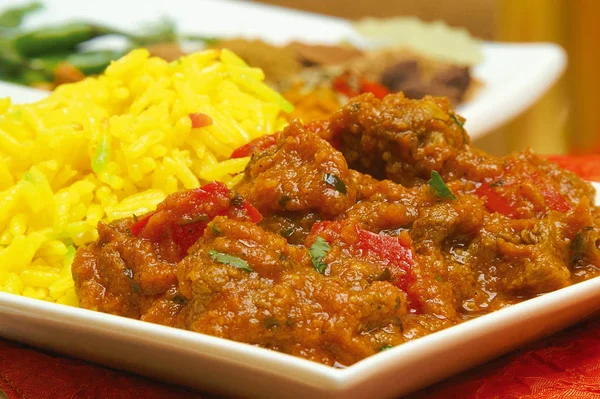 Plattierte Traditionelle Indische Currymahlzeit — Stockfoto