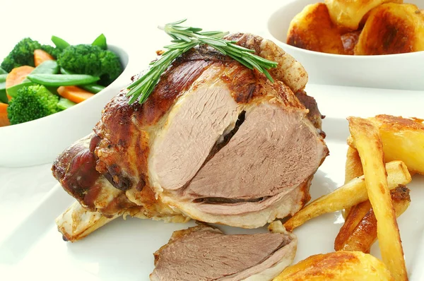Roast Leg Lamb Dinner — Stock Photo, Image