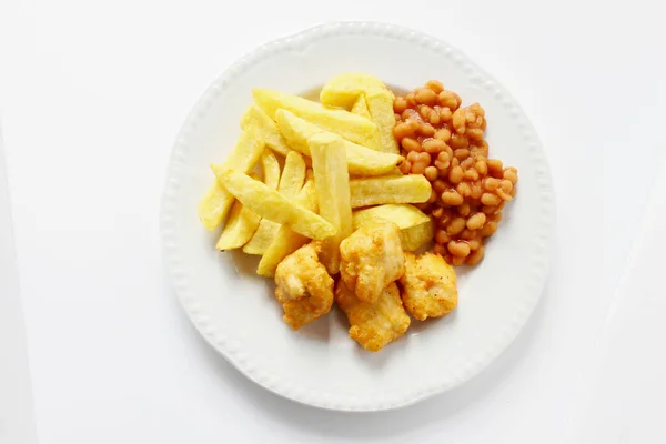 Nuggets Pollo Con Papas Fritas — Foto de Stock