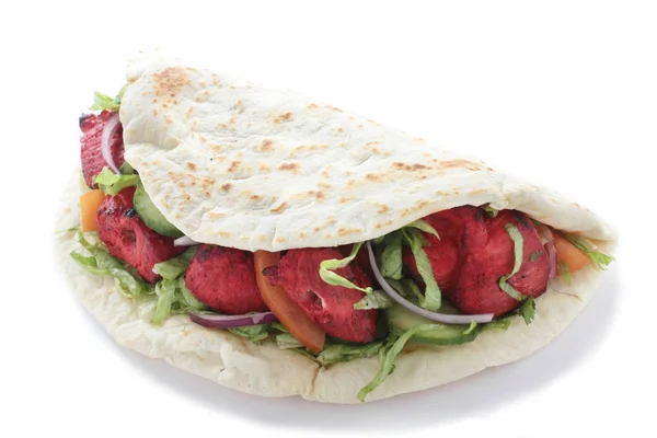 Tikka Indien Shish Kebab Naan Wrap — Photo