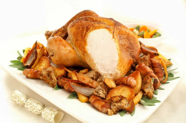 Pečené Vánoční Turecko Večeře — Stock fotografie
