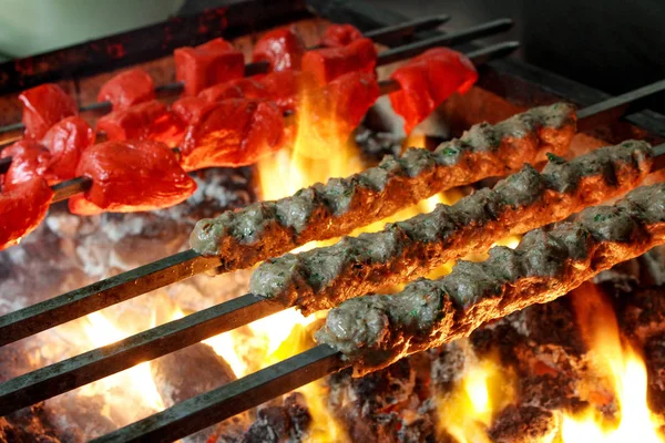 Indiano Saboroso Grelhado Kebabs — Fotografia de Stock