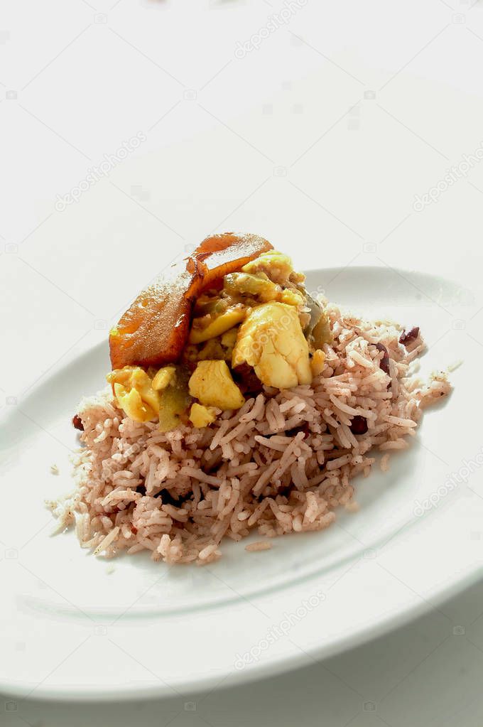 Jamaican  saltfish & ackee on peas rice
