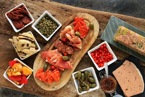 Healthy Finger Food Antipasta Tapas Selection — Stock Photo, Image