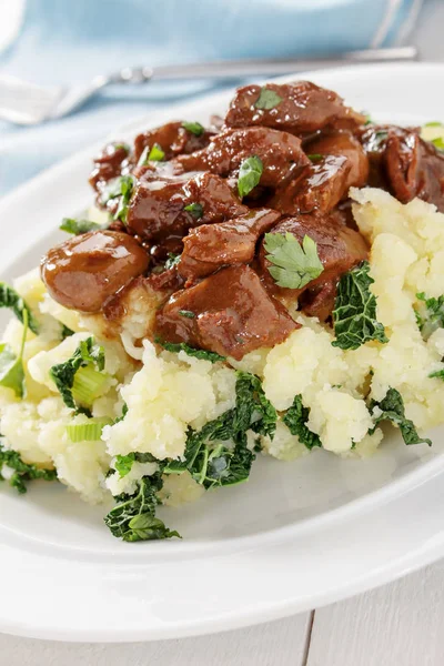 Traditional Beef Stew Colcannon Potatoes — Stock Photo, Image