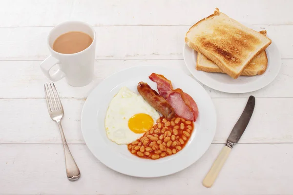 Традиционный Приготовленный Полный Английский Завтрак — стоковое фото