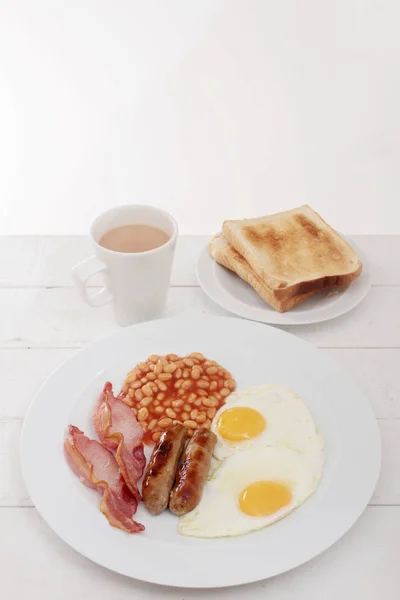 Tradicional Cozido Pequeno Almoço Inglês Completo — Fotografia de Stock